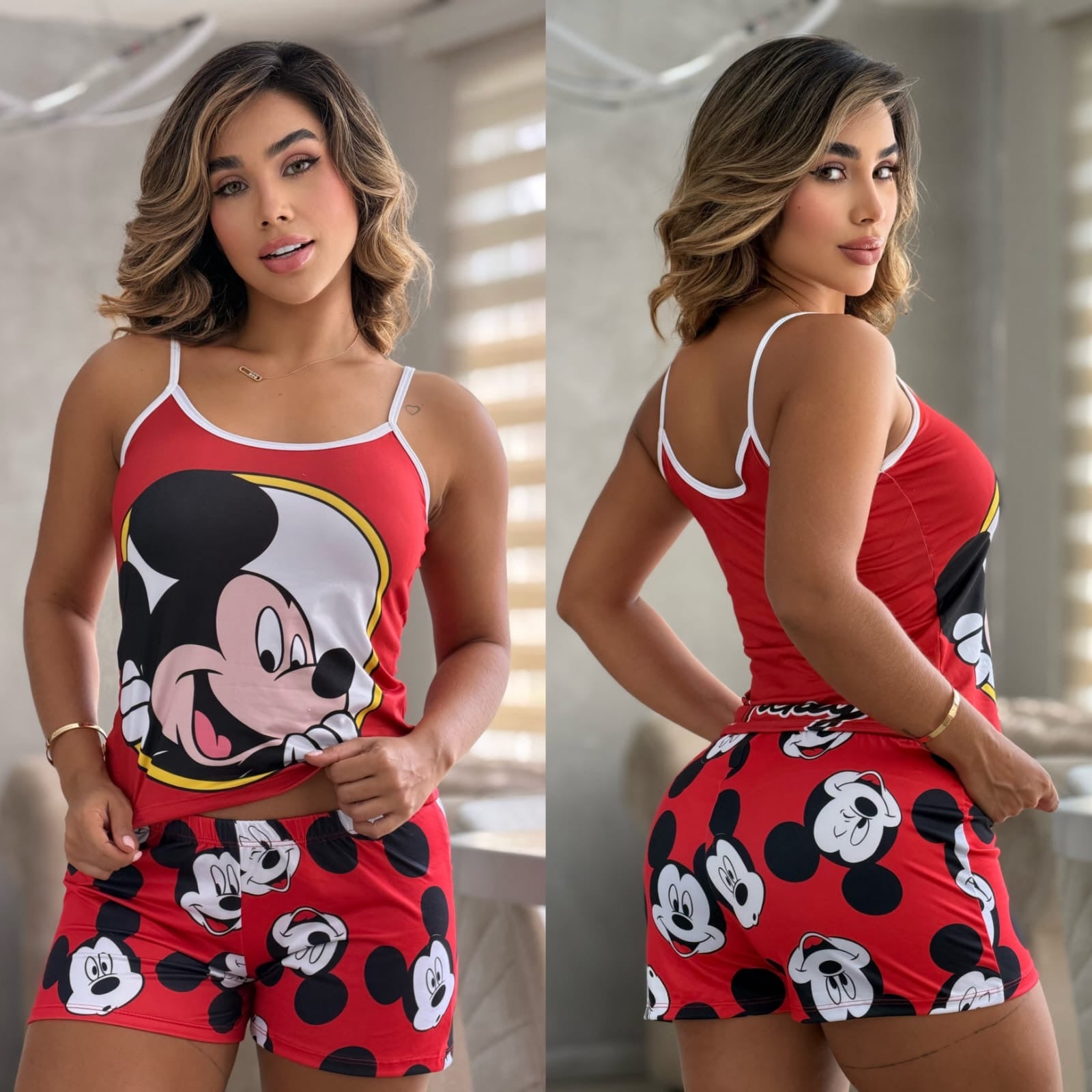 Pijama de Tirantes Rojo con Short