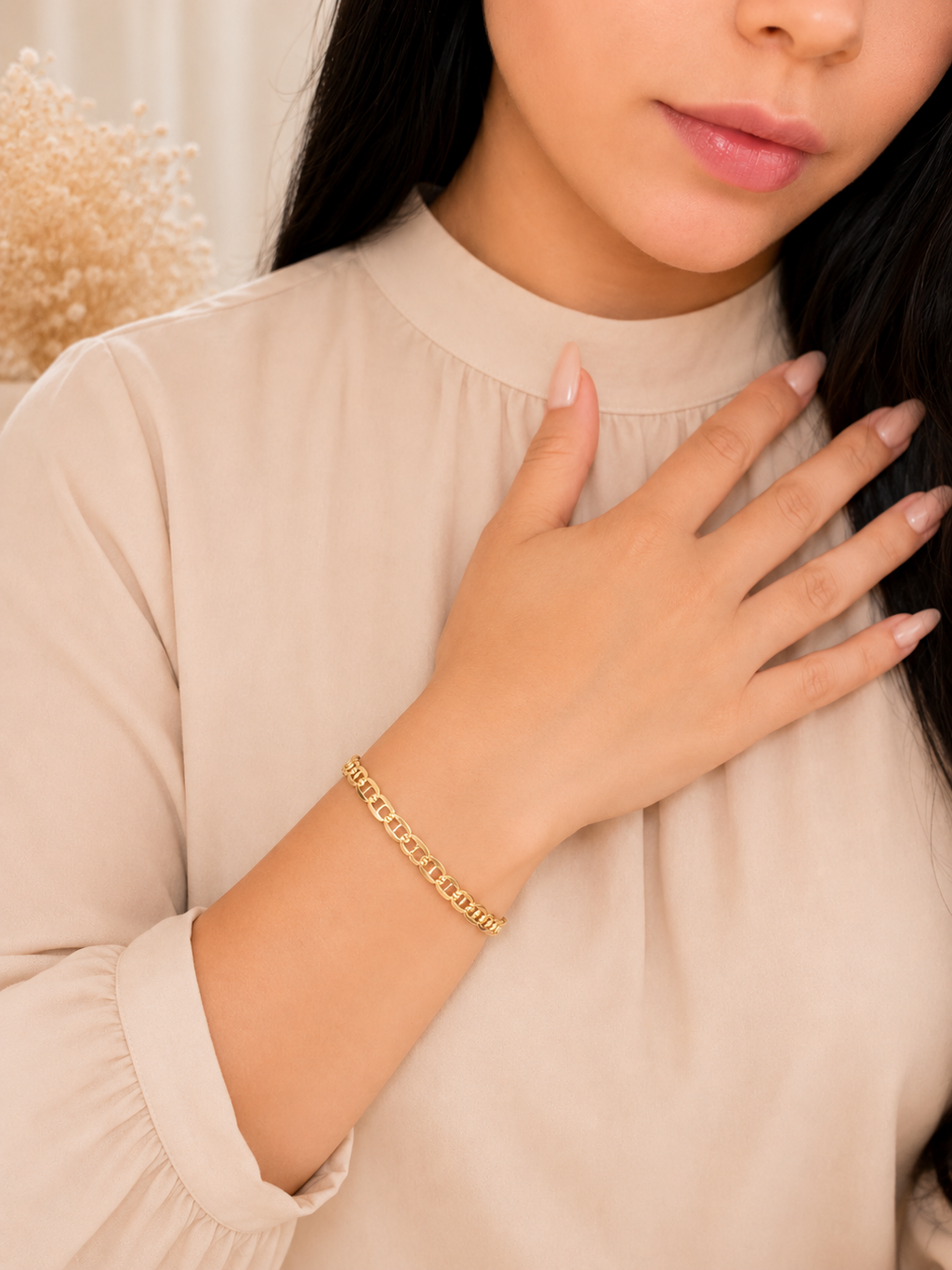 Pulsera Marina Ajustable Oro Laminado 14K para Mujer