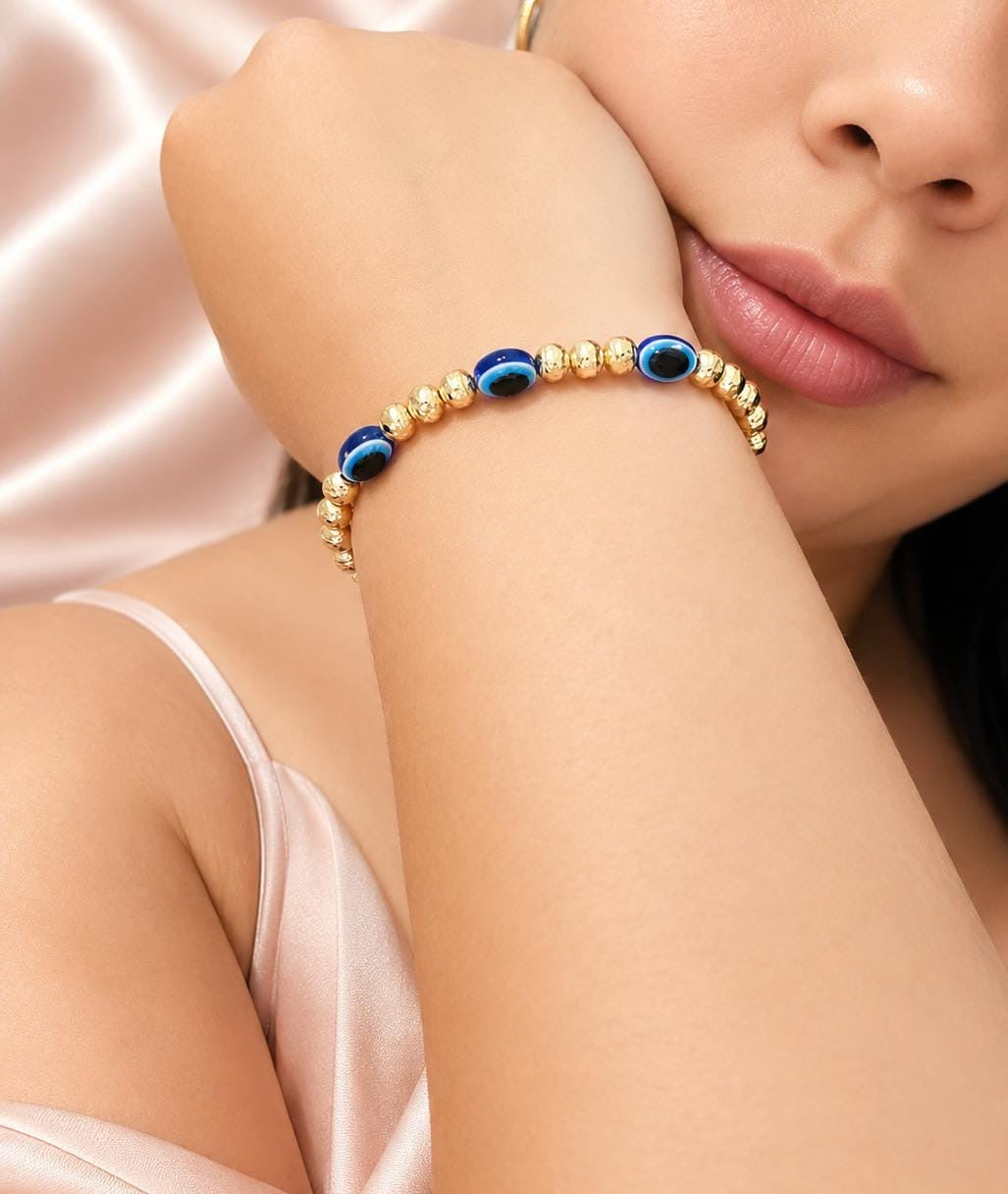 Pulsera Ajustable Ojo Turco en Oro Laminado 14K para Mujer