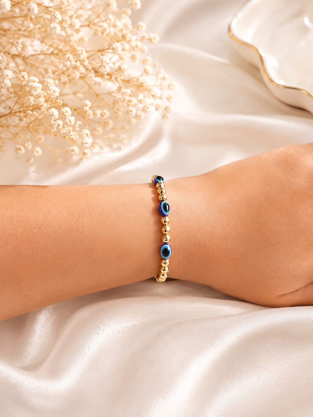 Pulsera Ajustable Ojo Turco en Oro Laminado 14K para Mujer