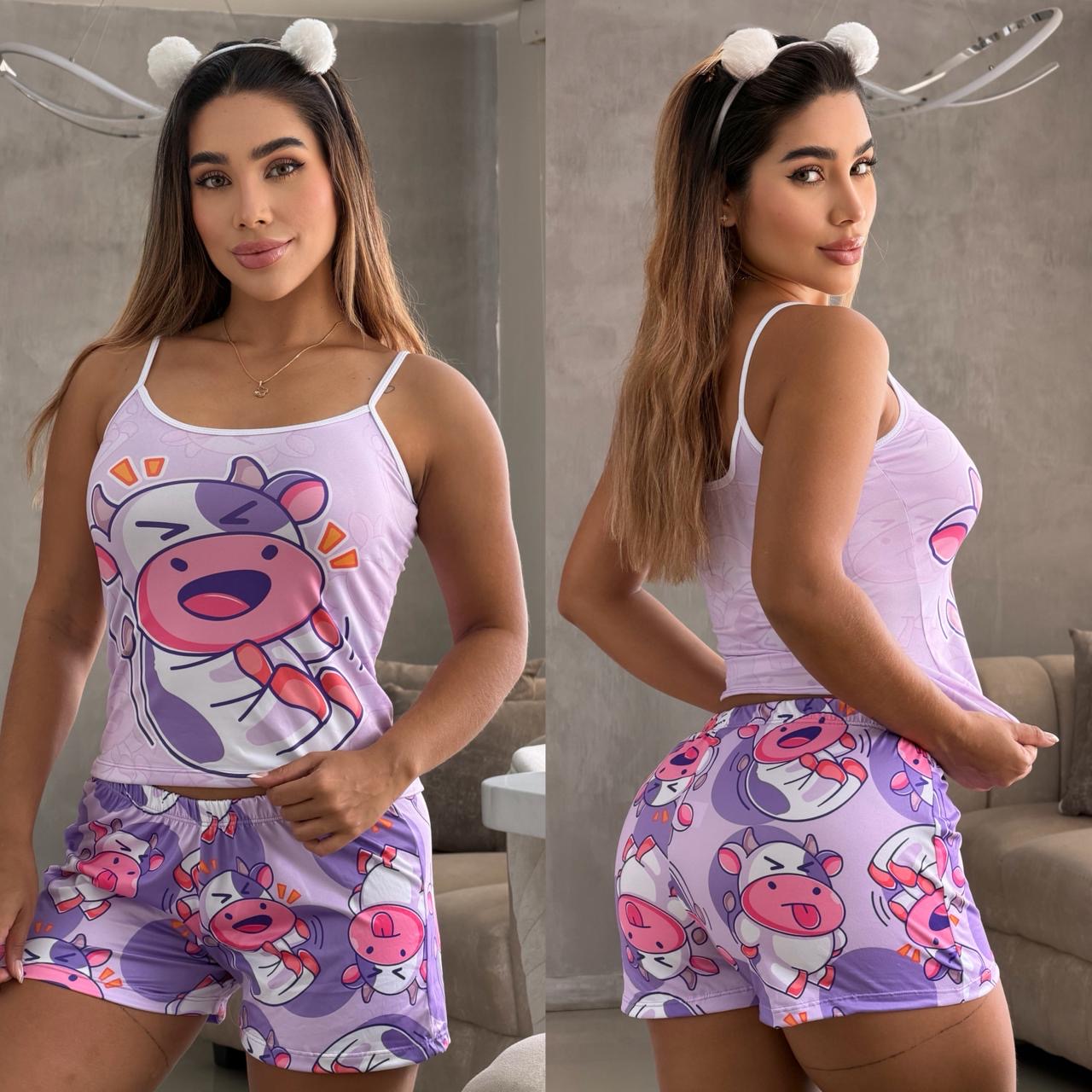 Pijama de Tirantes Lila con Short