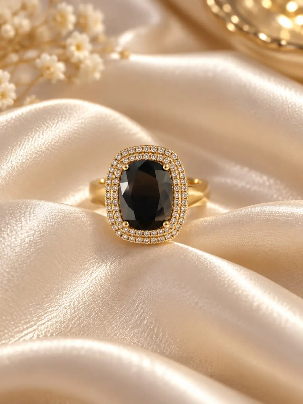 Black Elegance Ring – 14K Gold Filled