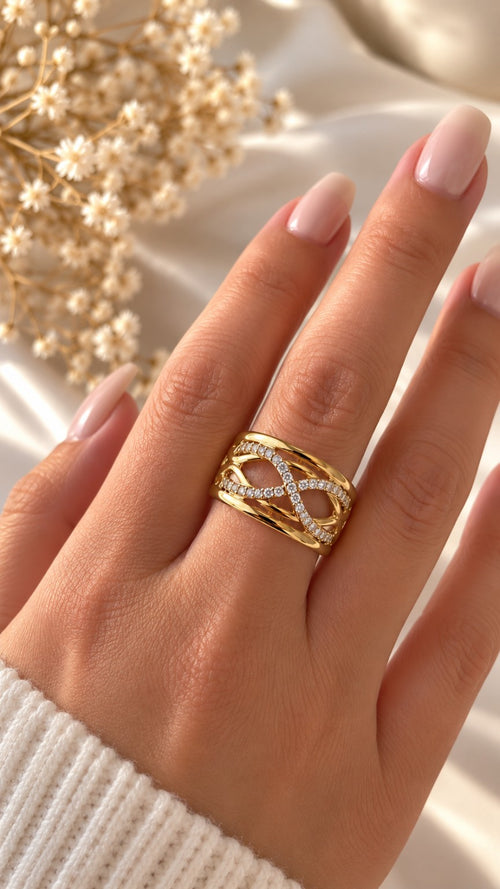 Intertwined Infinity Ring – 14K Gold Plated