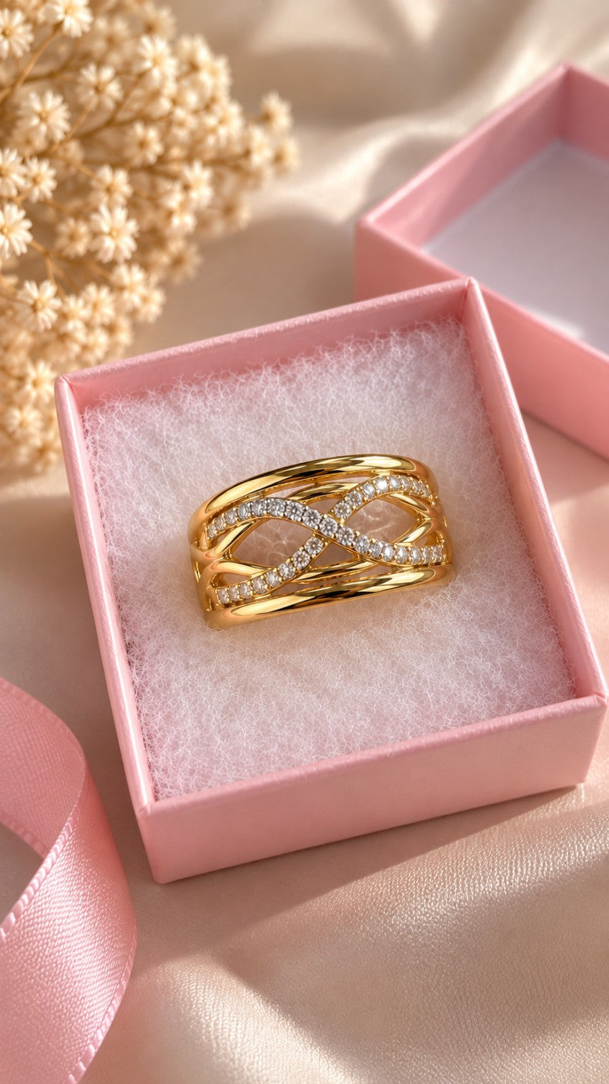 Intertwined Infinity Ring – 14K Gold Plated