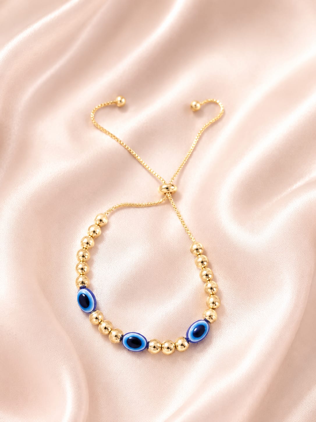 Pulsera Ajustable Ojo Turco en Oro Laminado 14K para Mujer