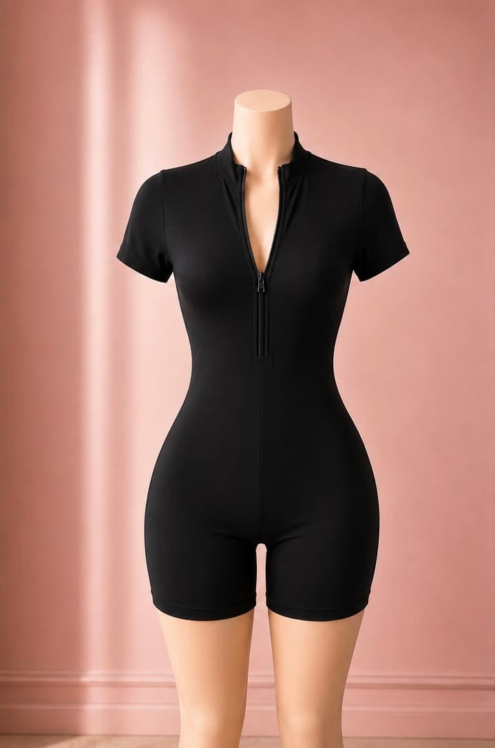 Mono Deportivo Corto para Mujer con Cierre Frontal